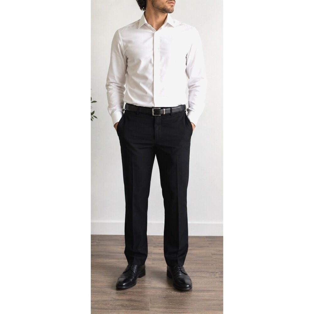 Ralph Lauren Black Stretch Dress Pants Men 36x30 Flat Front Office Career